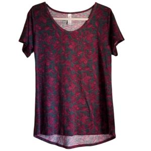 Lularoe Cranberry print short sleeve tee Size Med
